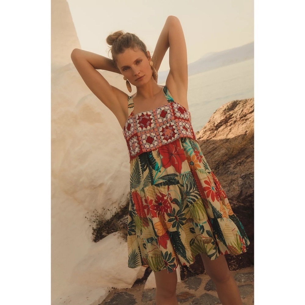 FARM Rio Floral Mini Dress in Red, Green, Yellow